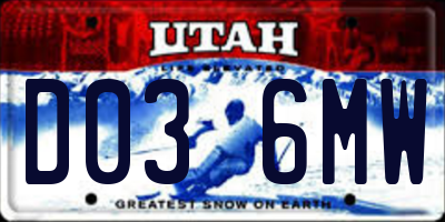 UT license plate D036MW