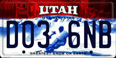 UT license plate D036NB