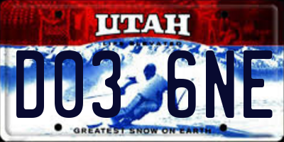 UT license plate D036NE