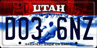 UT license plate D036NZ
