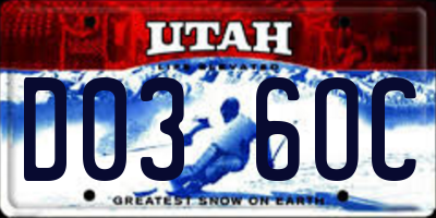 UT license plate D036OC