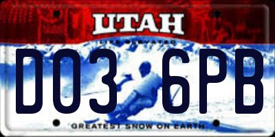 UT license plate D036PB