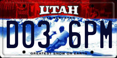 UT license plate D036PM