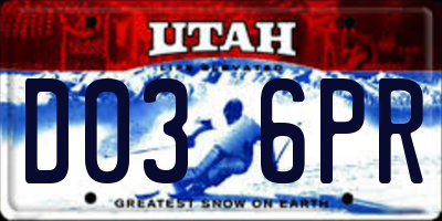UT license plate D036PR