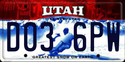 UT license plate D036PW