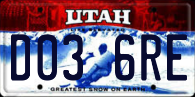 UT license plate D036RE