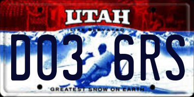 UT license plate D036RS