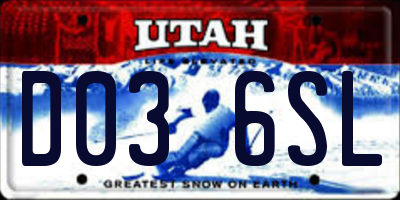 UT license plate D036SL