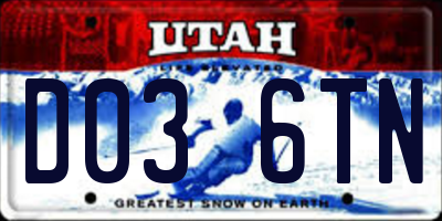 UT license plate D036TN