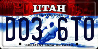 UT license plate D036TO