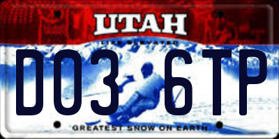 UT license plate D036TP