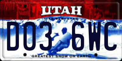 UT license plate D036WC