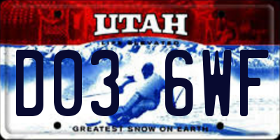 UT license plate D036WF