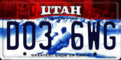 UT license plate D036WG