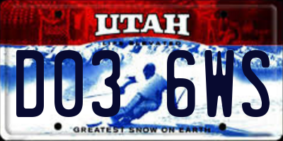 UT license plate D036WS