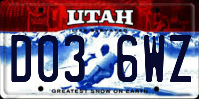 UT license plate D036WZ