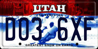 UT license plate D036XF