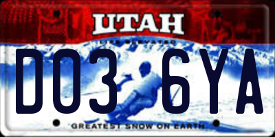 UT license plate D036YA