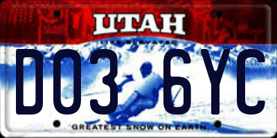 UT license plate D036YC
