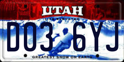 UT license plate D036YJ