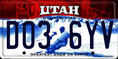 UT license plate D036YV