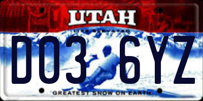 UT license plate D036YZ