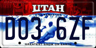 UT license plate D036ZF