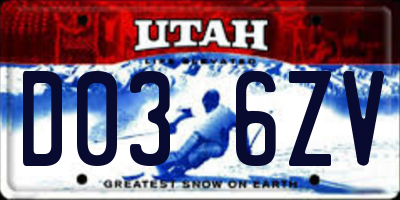 UT license plate D036ZV