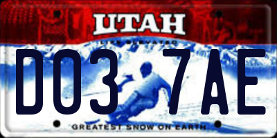 UT license plate D037AE
