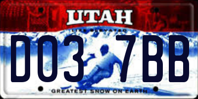 UT license plate D037BB