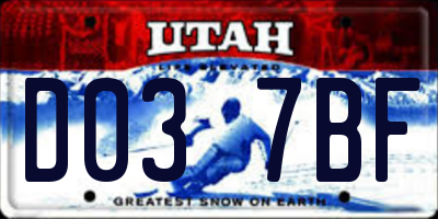 UT license plate D037BF