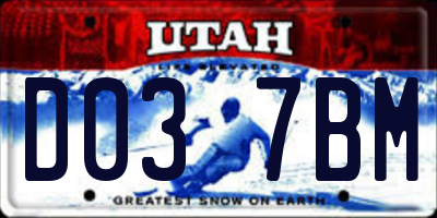 UT license plate D037BM