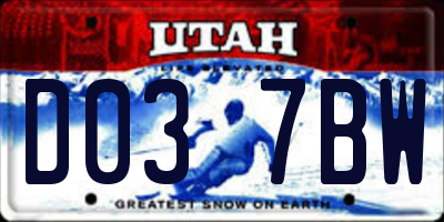 UT license plate D037BW