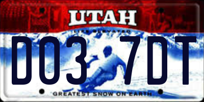 UT license plate D037DT