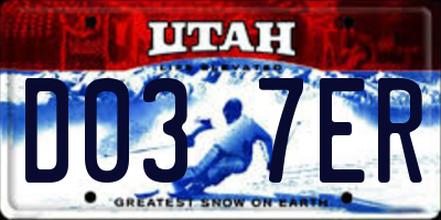 UT license plate D037ER