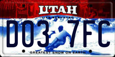 UT license plate D037FC