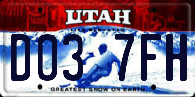 UT license plate D037FH