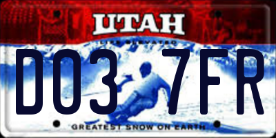 UT license plate D037FR