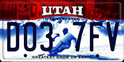 UT license plate D037FV