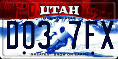 UT license plate D037FX