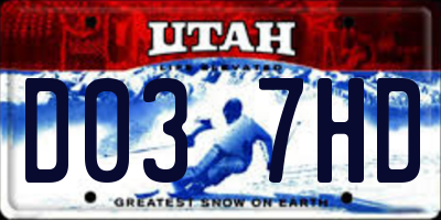 UT license plate D037HD