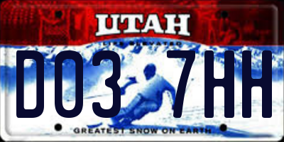 UT license plate D037HH