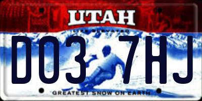 UT license plate D037HJ