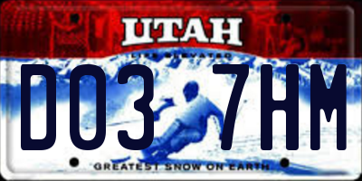 UT license plate D037HM