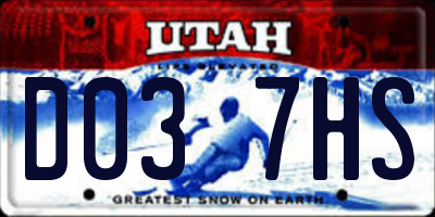 UT license plate D037HS