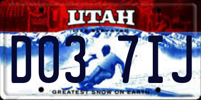 UT license plate D037IJ