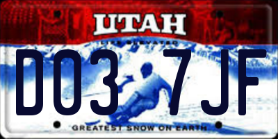 UT license plate D037JF