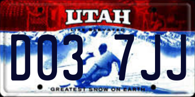 UT license plate D037JJ