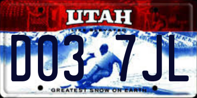 UT license plate D037JL