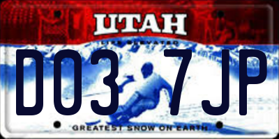 UT license plate D037JP